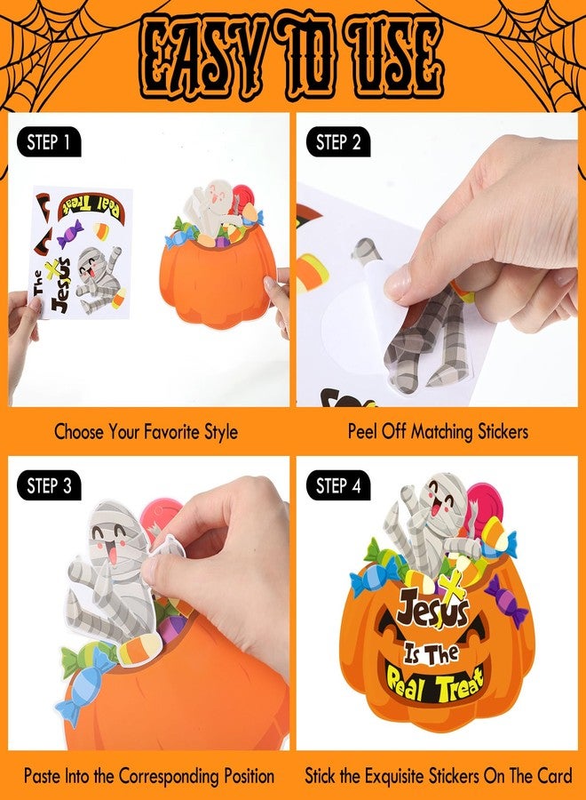 Resholder 30 Sets Halloween Craft Kit Fall Cross Christian Pumpkin Crafts Religious Halloween Sticker Bible DIY Jesus Hanging Ornaments for Sunday School Classroom Home Halloween Party Favors - Image 3